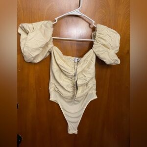 Fashion Nova Cream Puff Sleeve Bodysuit